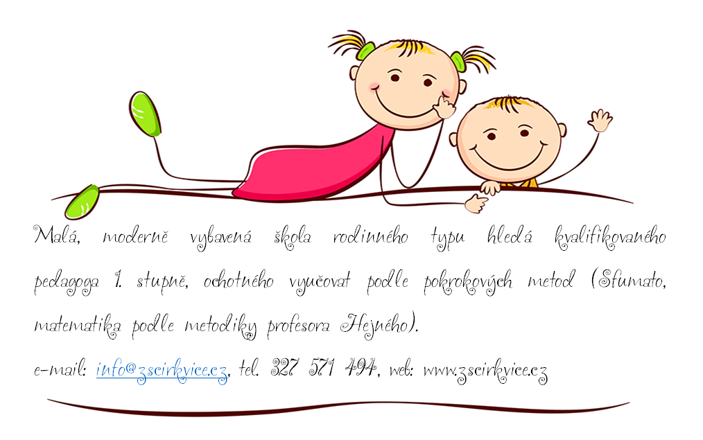 ZŠ Církvice hledá kvalifikovaného pedagoga 1. stupně