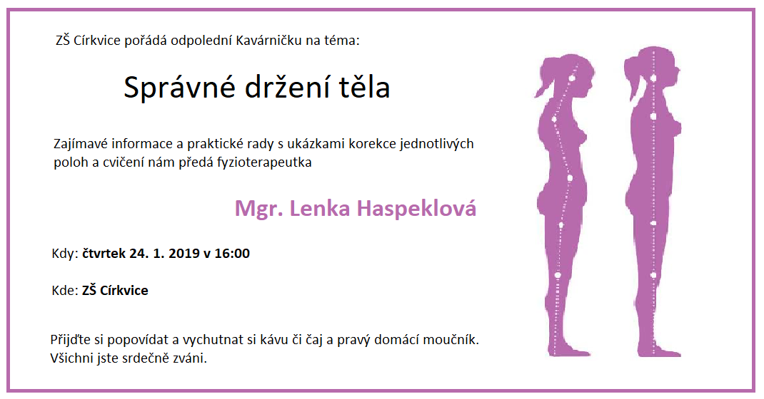 Povídání o správném držení těla s fyzioterapeutkou Mgr. Lenkou Haspeklovou