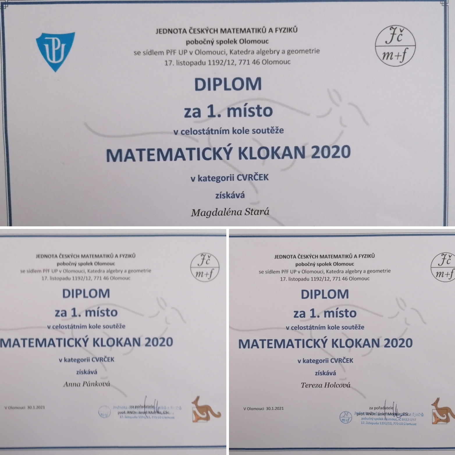Výsledky matematické soutěže – Matematický Klokan
