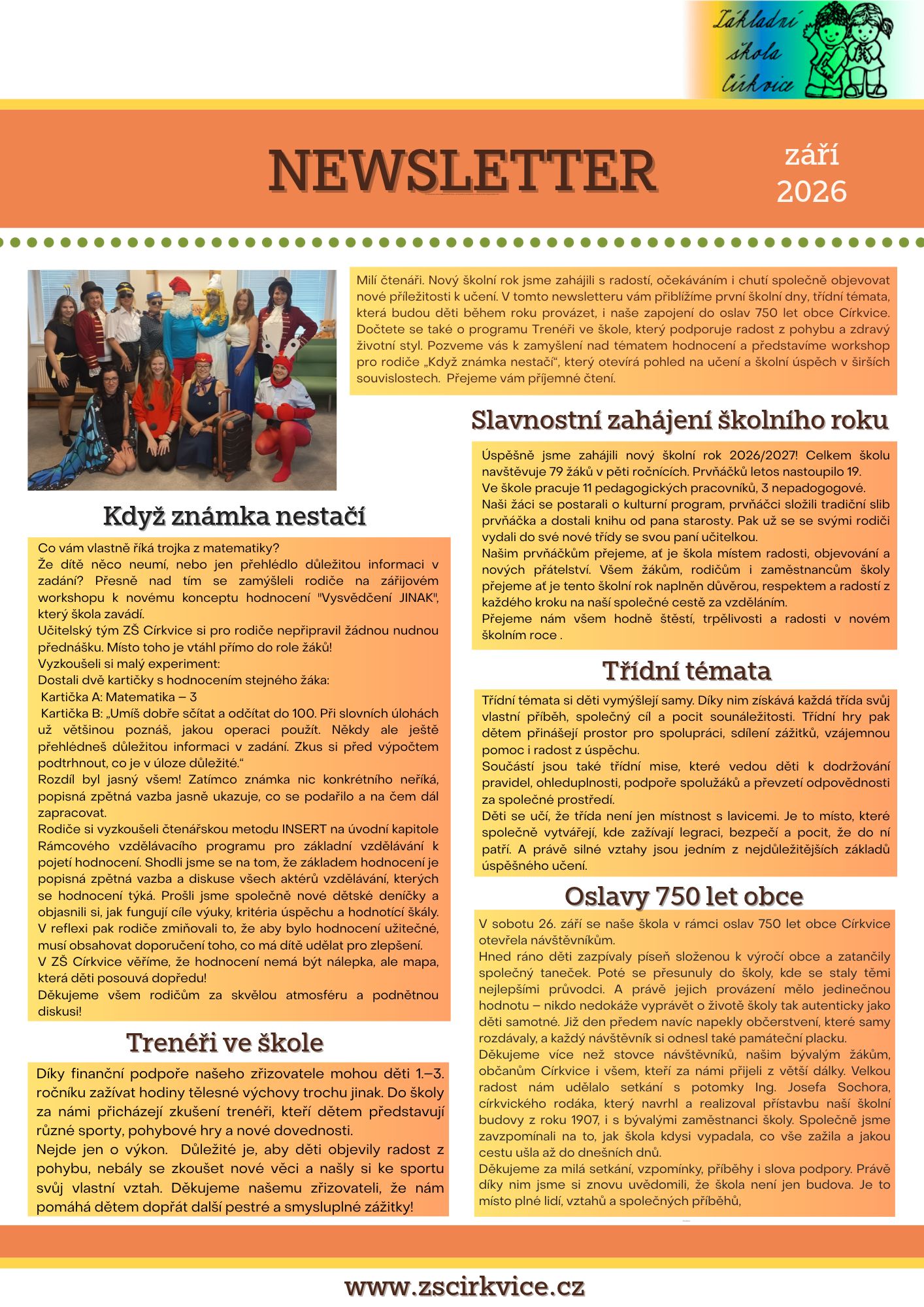 Školní newsletter ZÁŘÍ 2026